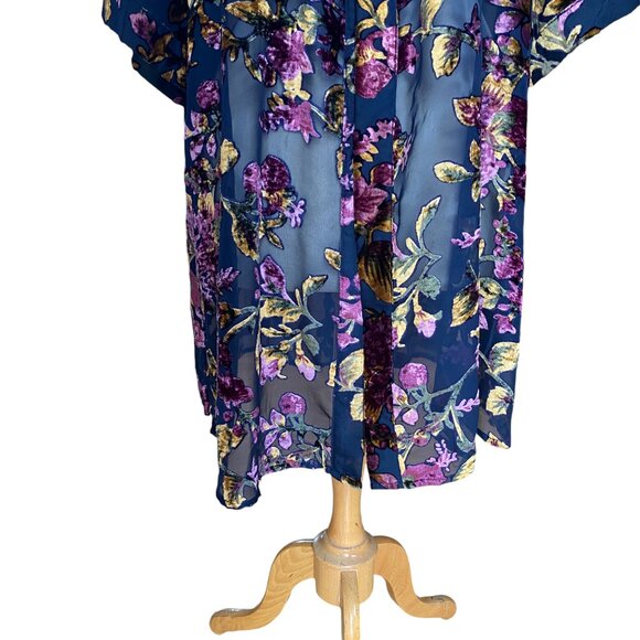 Catherines In-Vogue Velvet Burnout Kimono Festival Whimsigoth Dark Fairy-0X/1X - Picture 5 of 16